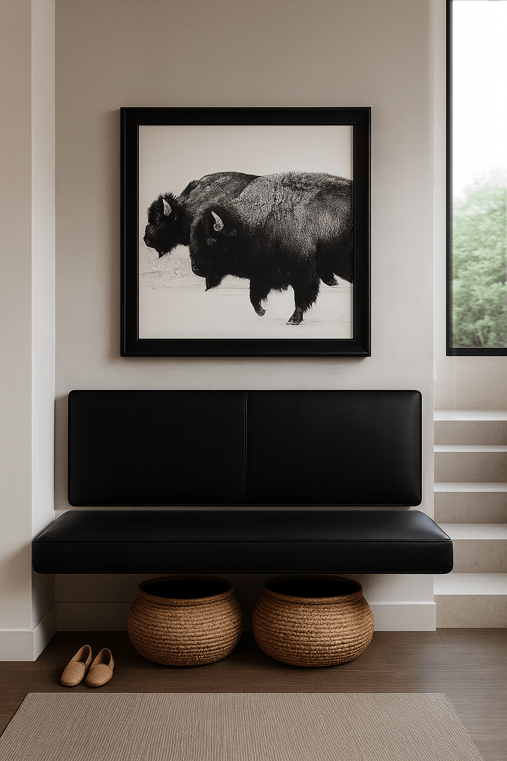 Floating Leather Bench for Restaurant Dining, Entryway or Kitchen - H|F AtelierShopify CollectiveHUNTEDFOX - Floating Leather Bench for Restaurant Dining, Entryway or Kitchen
