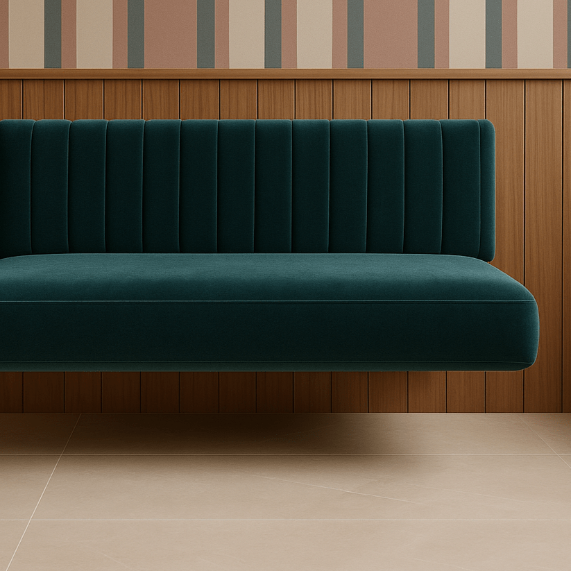 Floating Velvet Bench for Restaurant Dining, Entryway or Kitchen - H|F AtelierShopify CollectiveHUNTEDFOX - Floating Velvet Bench for Restaurant Dining, Entryway or Kitchen
