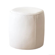 Round Leather Ottoman Pouf | White