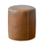 Ottoman | Classic Whiskey Brown Leather Foot Stool - Handcrafted Full-Grain Leather Pouf