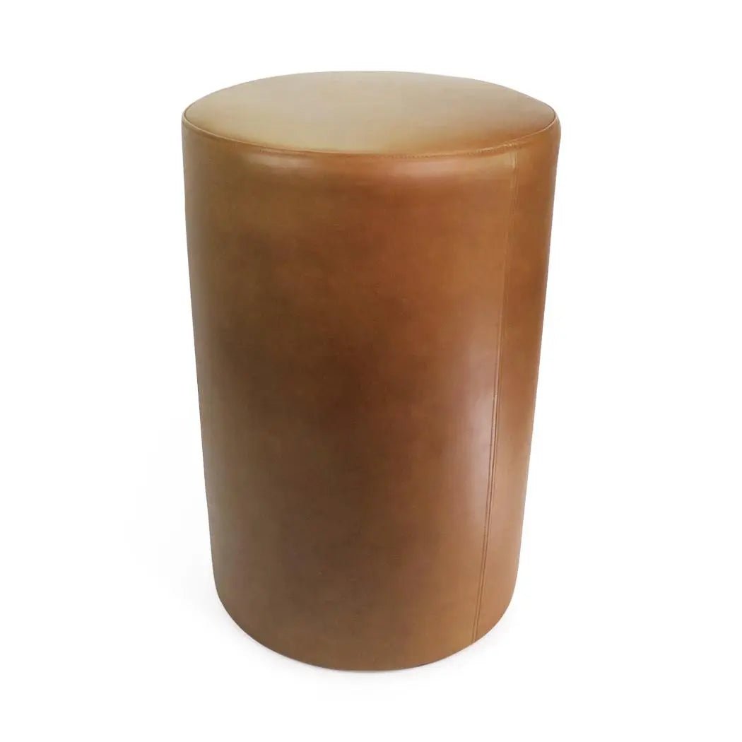 Ottoman | Classic Whiskey Brown Leather Foot Stool - Handcrafted Full-Grain Leather Pouf