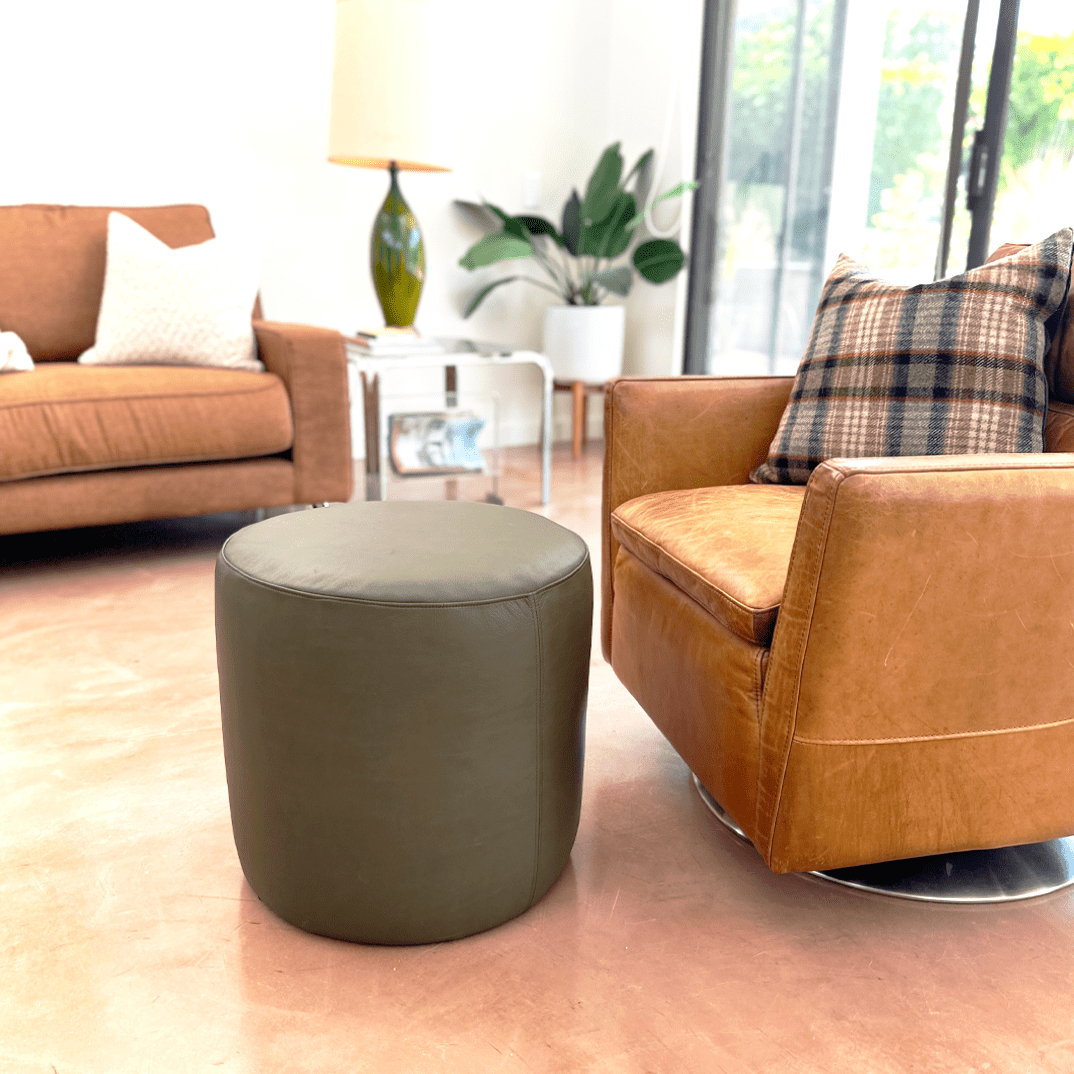 Genuine Leather Round Ottoman or Pouf | Multiple Colors & Sizes - H|F AtelierLEATHERottomanHUNTEDFOX - Genuine Leather Round Ottoman or Pouf | Multiple Colors & Sizes