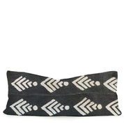 Handcrafted black African Mudcloth pillow with geometric print