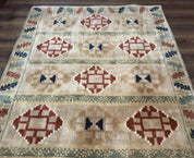 Geometric Design Area Rug 5x8, Beige and Rust Red - Jewel RugsShopify CollectiveHUNTEDFOX - Geometric Design Area Rug 5x8, Beige and Rust Red