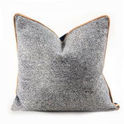 Grey Salt & Pepper Wool & Leather Accent Pillow - HUNTEDFOX