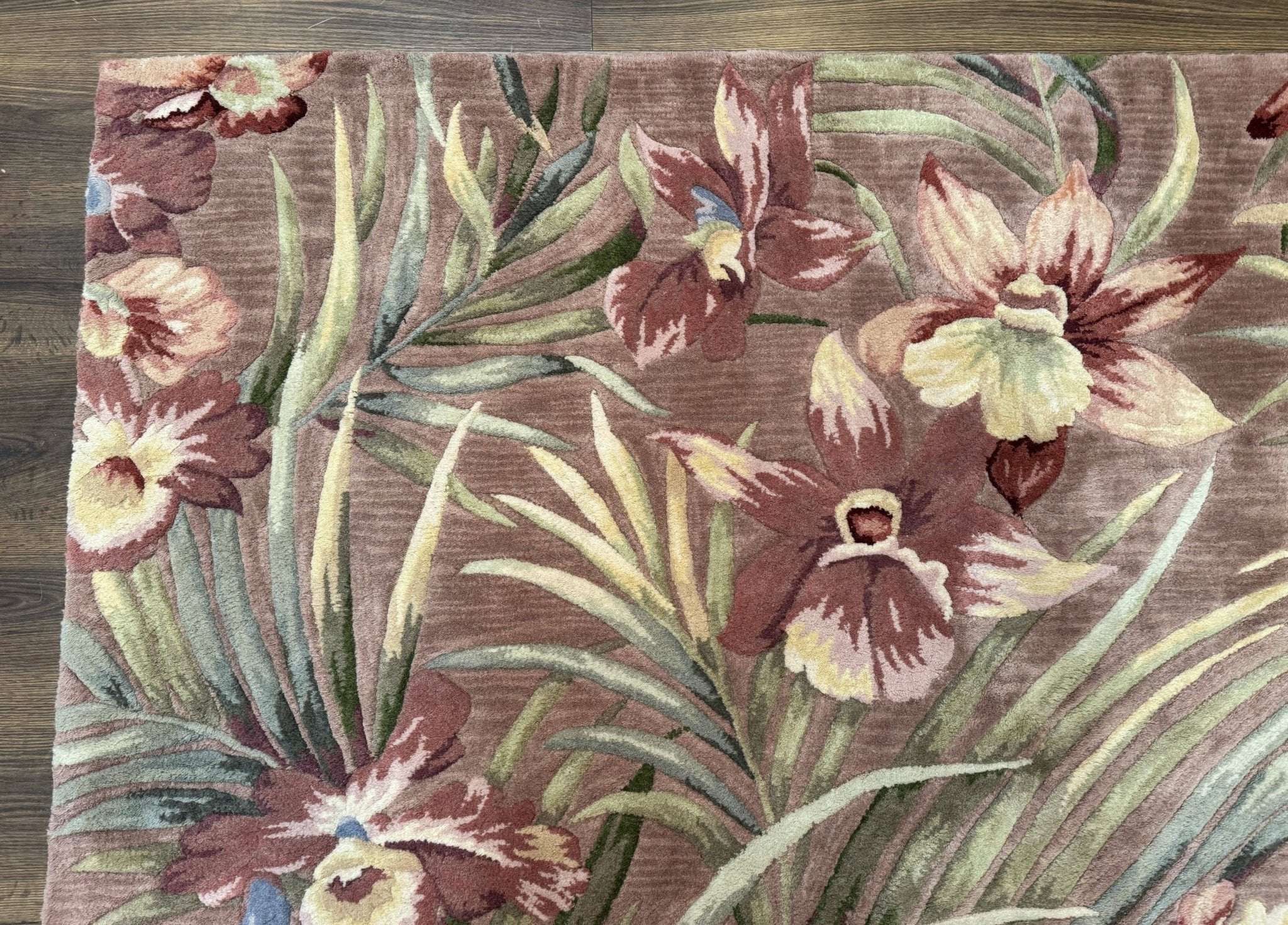 Hand Tufted Floral Rug 5x8, Light Rose Wool Carpet - Jewel RugsShopify CollectiveHUNTEDFOX - Hand Tufted Floral Rug 5x8, Light Rose Wool Carpet