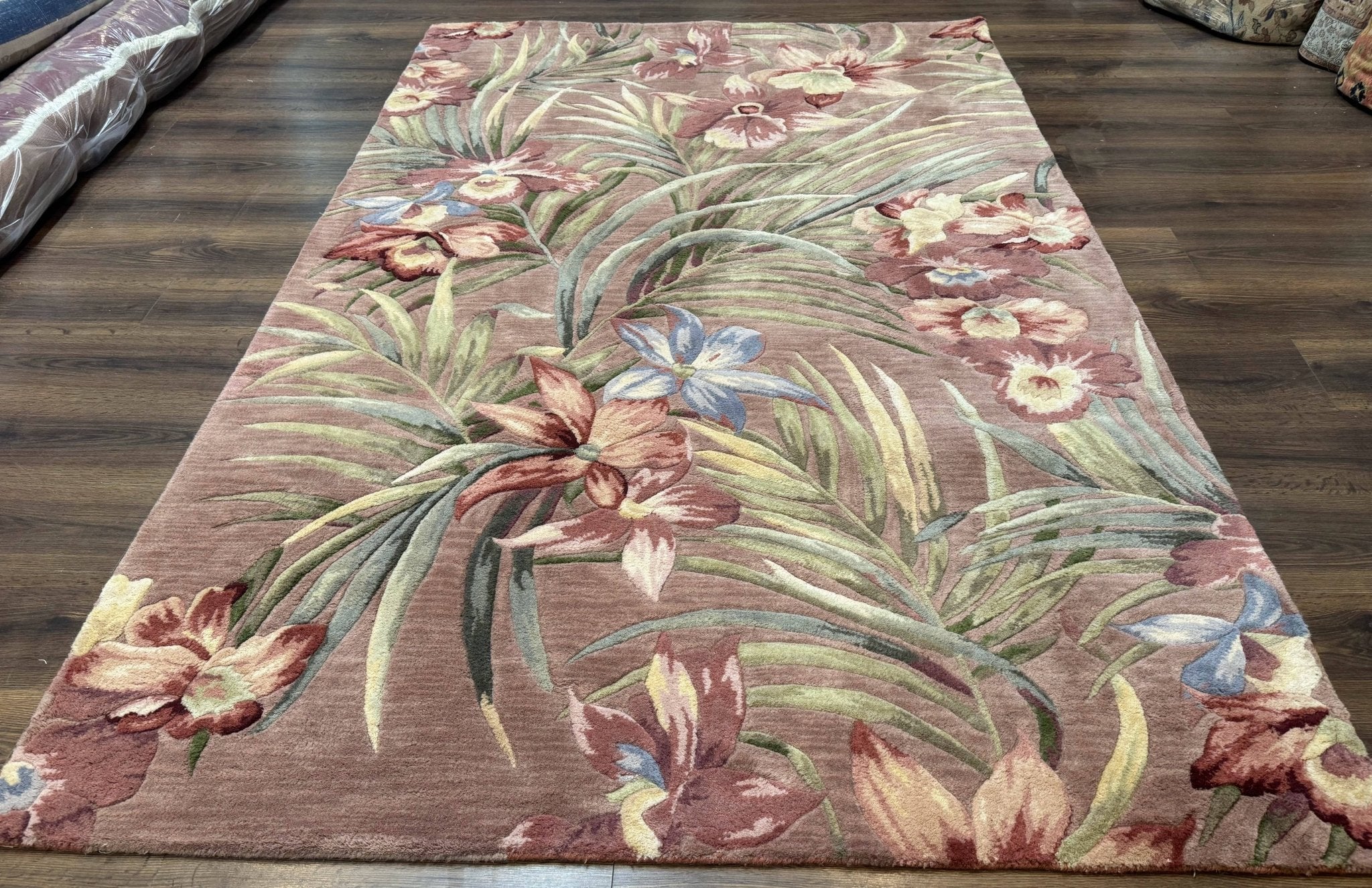 Hand Tufted Floral Rug 5x8, Light Rose Wool Carpet - Jewel RugsShopify CollectiveHUNTEDFOX - Hand Tufted Floral Rug 5x8, Light Rose Wool Carpet