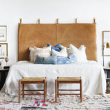 Classic Light Brown Tan Leather Headboard- Queen & Full