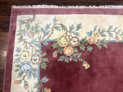 Indo Chinese Art Deco Rug 9x12, Pink and Ivory, Open Filed, Floral, Wool - Jewel RugsShopify CollectiveHUNTEDFOX - Indo Chinese Art Deco Rug 9x12, Pink and Ivory, Open Filed, Floral, Wool