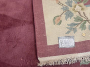 Indo Chinese Art Deco Rug 9x12, Pink and Ivory, Open Filed, Floral, Wool - Jewel RugsShopify CollectiveHUNTEDFOX - Indo Chinese Art Deco Rug 9x12, Pink and Ivory, Open Filed, Floral, Wool