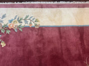 Indo Chinese Art Deco Rug 9x12, Pink and Ivory, Open Filed, Floral, Wool - Jewel RugsShopify CollectiveHUNTEDFOX - Indo Chinese Art Deco Rug 9x12, Pink and Ivory, Open Filed, Floral, Wool