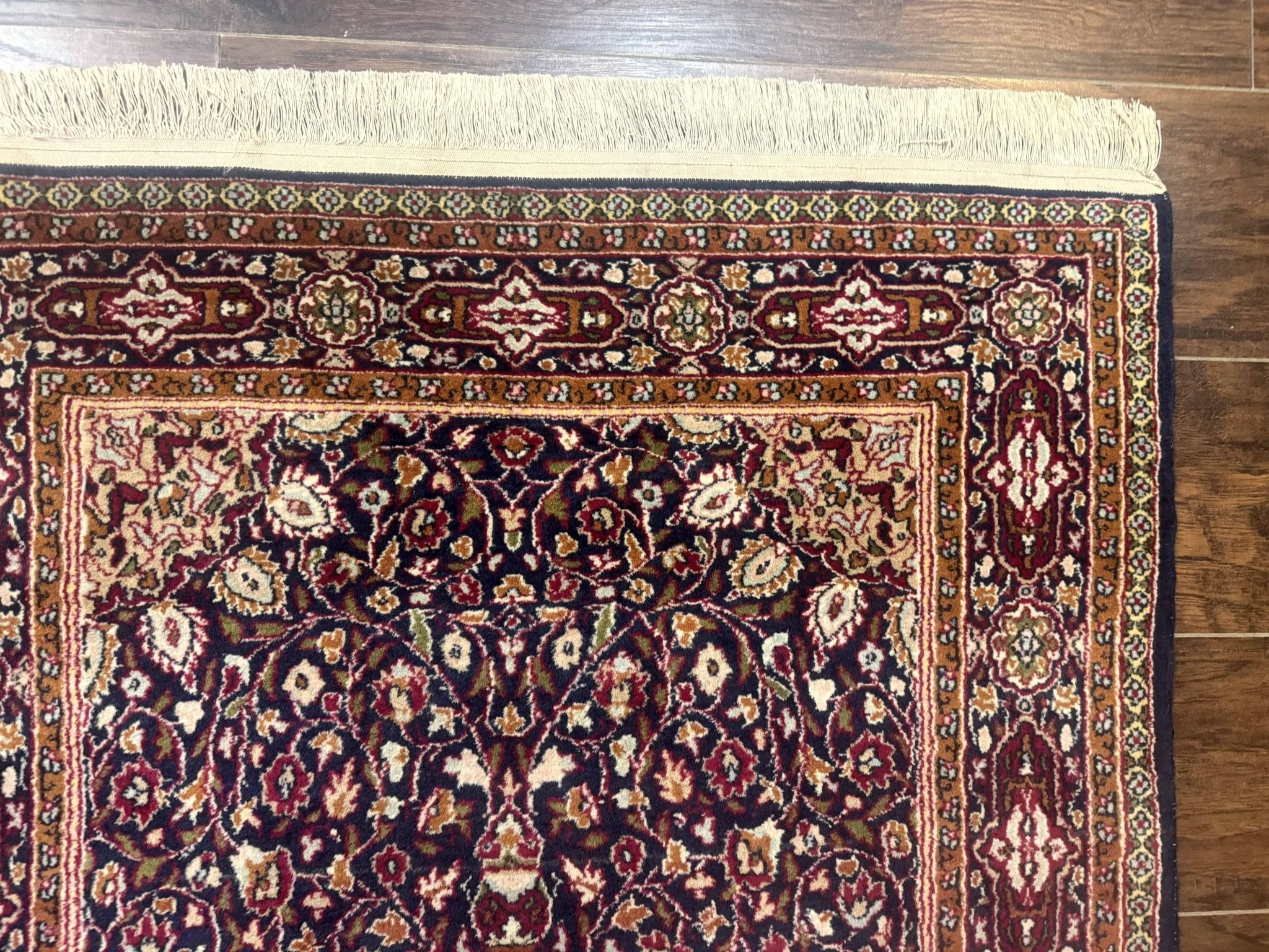 Indo Kashmiri Rug 3x5, Navy Blue, Very Fine 400 KPSI, Pair B - Jewel RugsShopify CollectiveHUNTEDFOX - Indo Kashmiri Rug 3x5, Navy Blue, Very Fine 400 KPSI, Pair B