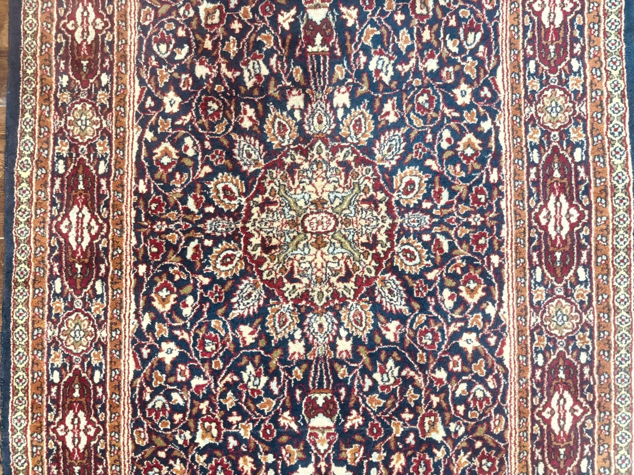 Indo Kashmiri Rug 3x5, Navy Blue, Very Fine 400 KPSI, Pair B - Jewel RugsShopify CollectiveHUNTEDFOX - Indo Kashmiri Rug 3x5, Navy Blue, Very Fine 400 KPSI, Pair B