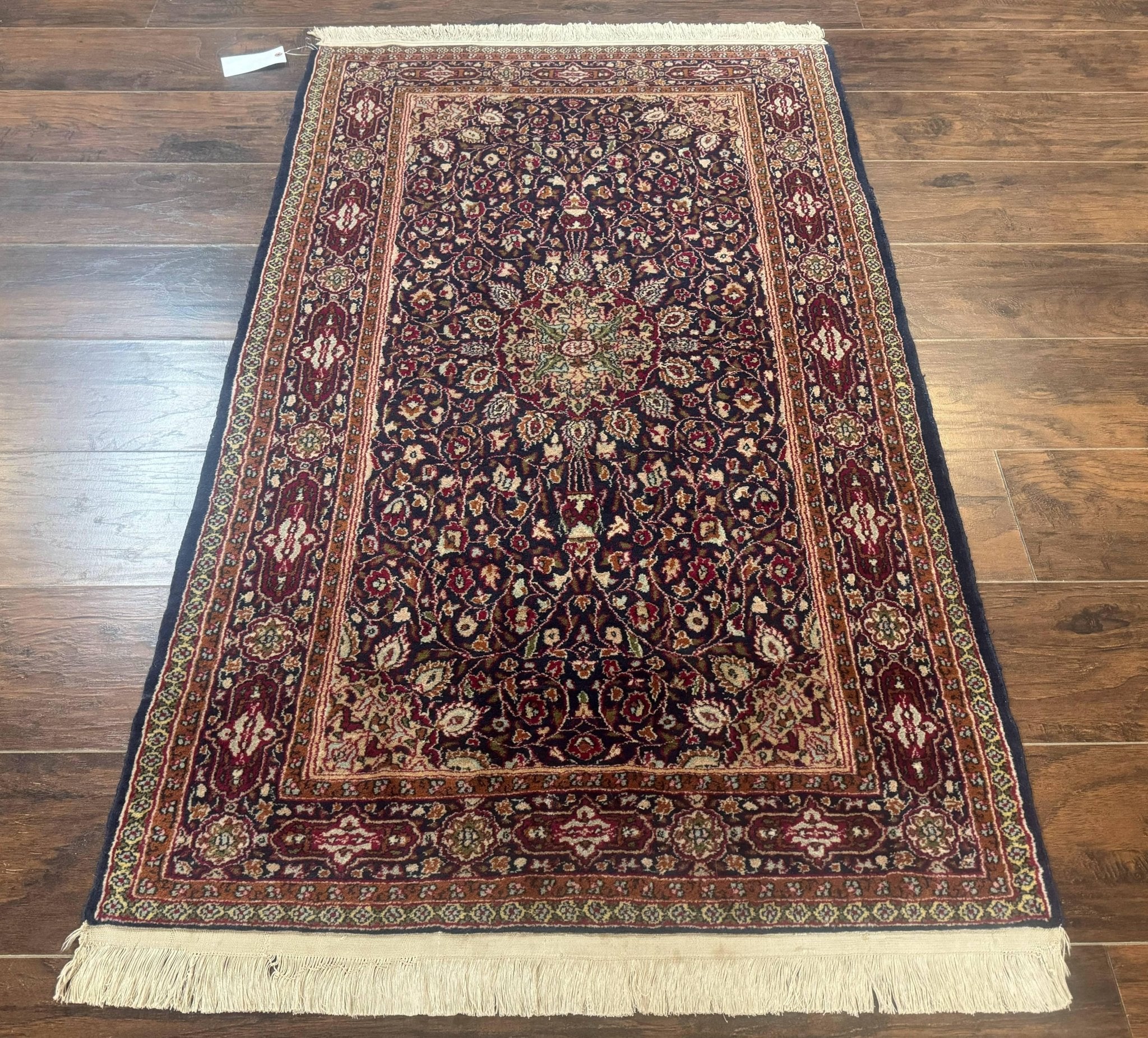 Indo Kashmiri Rug 3x5, Navy Blue, Very Fine 400 KPSI, Pair B - Jewel RugsShopify CollectiveHUNTEDFOX - Indo Kashmiri Rug 3x5, Navy Blue, Very Fine 400 KPSI, Pair B