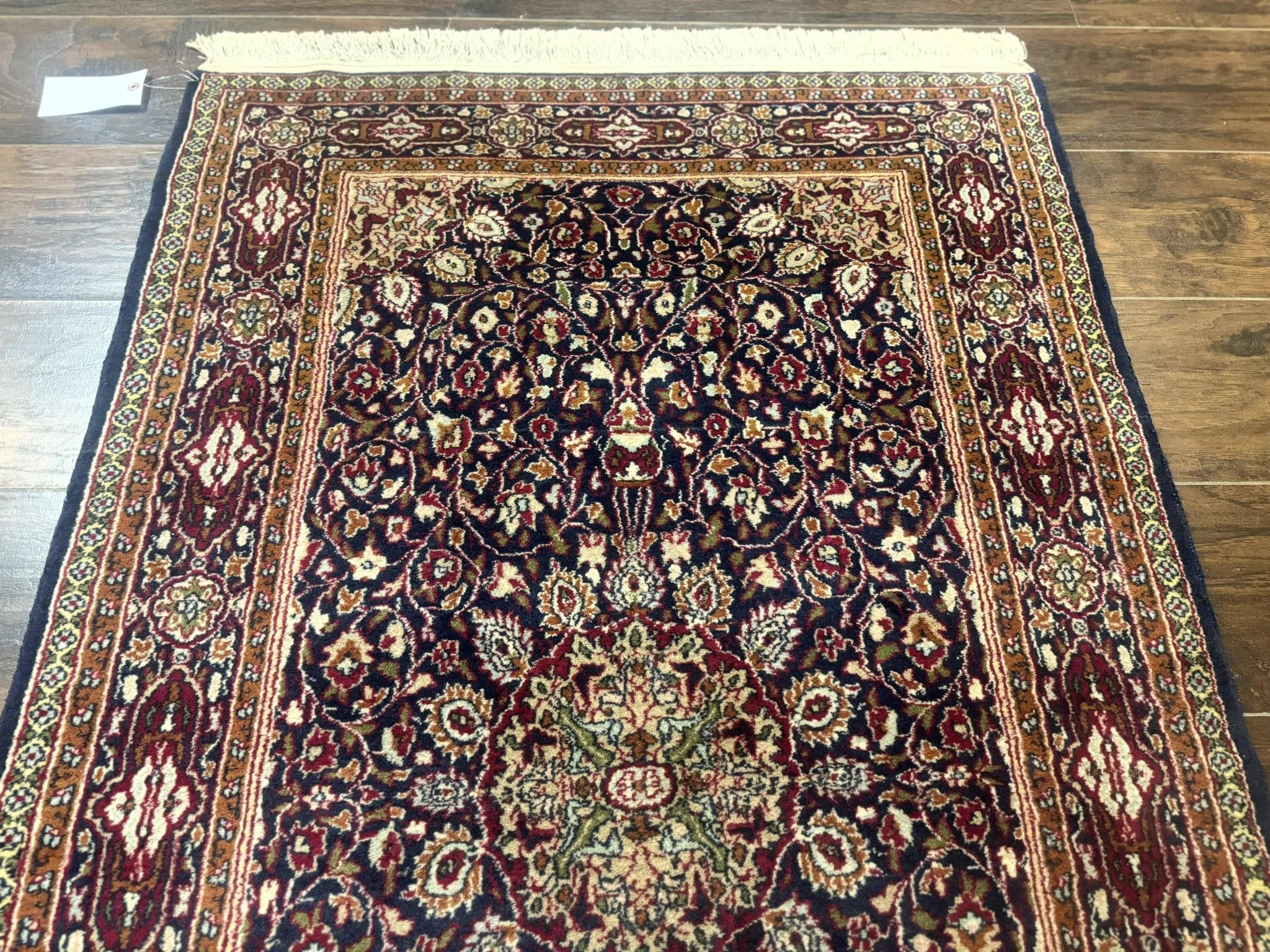 Indo Kashmiri Rug 3x5, Navy Blue, Very Fine 400 KPSI, Pair B - Jewel RugsShopify CollectiveHUNTEDFOX - Indo Kashmiri Rug 3x5, Navy Blue, Very Fine 400 KPSI, Pair B