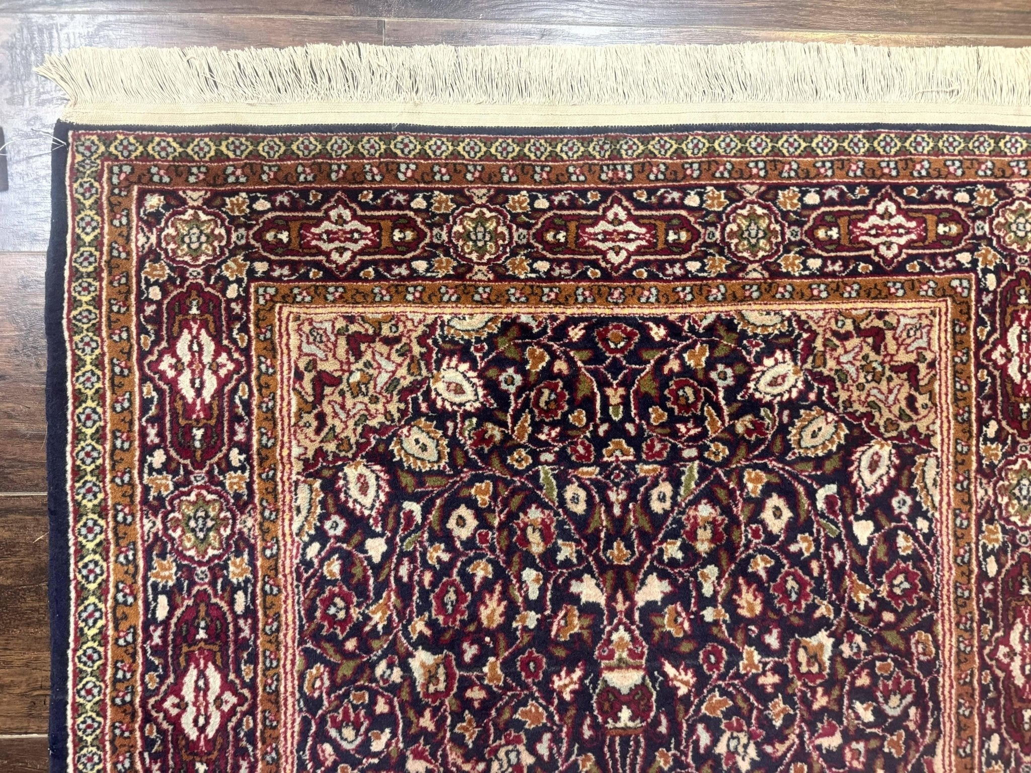 Indo Kashmiri Rug 3x5, Navy Blue, Very Fine 400 KPSI, Pair B - Jewel RugsShopify CollectiveHUNTEDFOX - Indo Kashmiri Rug 3x5, Navy Blue, Very Fine 400 KPSI, Pair B