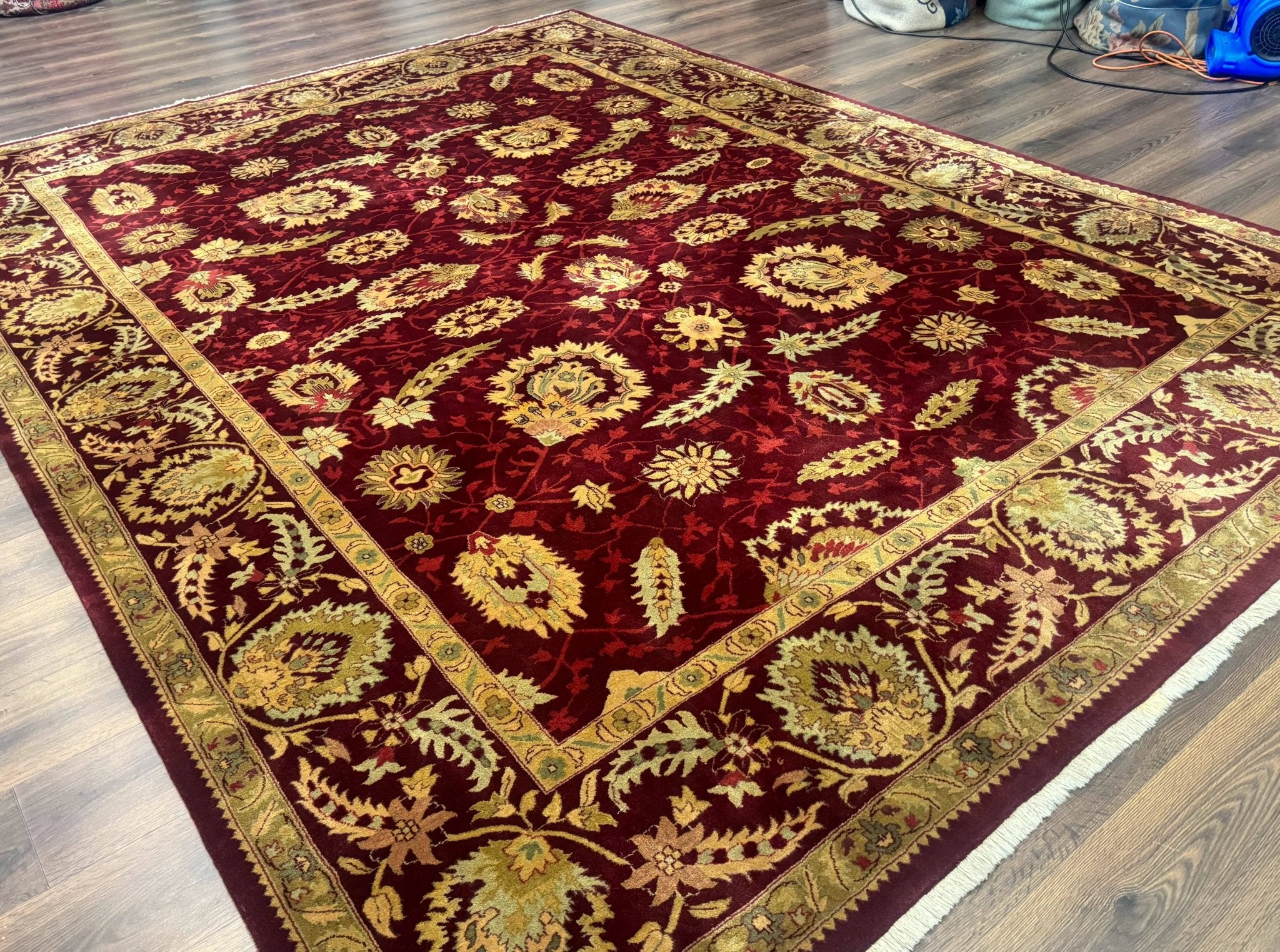 Indo Mahal Rug 9x12, Allover Pattern, Dark Red, Traditional Wool Area Rug - Jewel RugsShopify CollectiveHUNTEDFOX - Indo Mahal Rug 9x12, Allover Pattern, Dark Red, Traditional Wool Area Rug