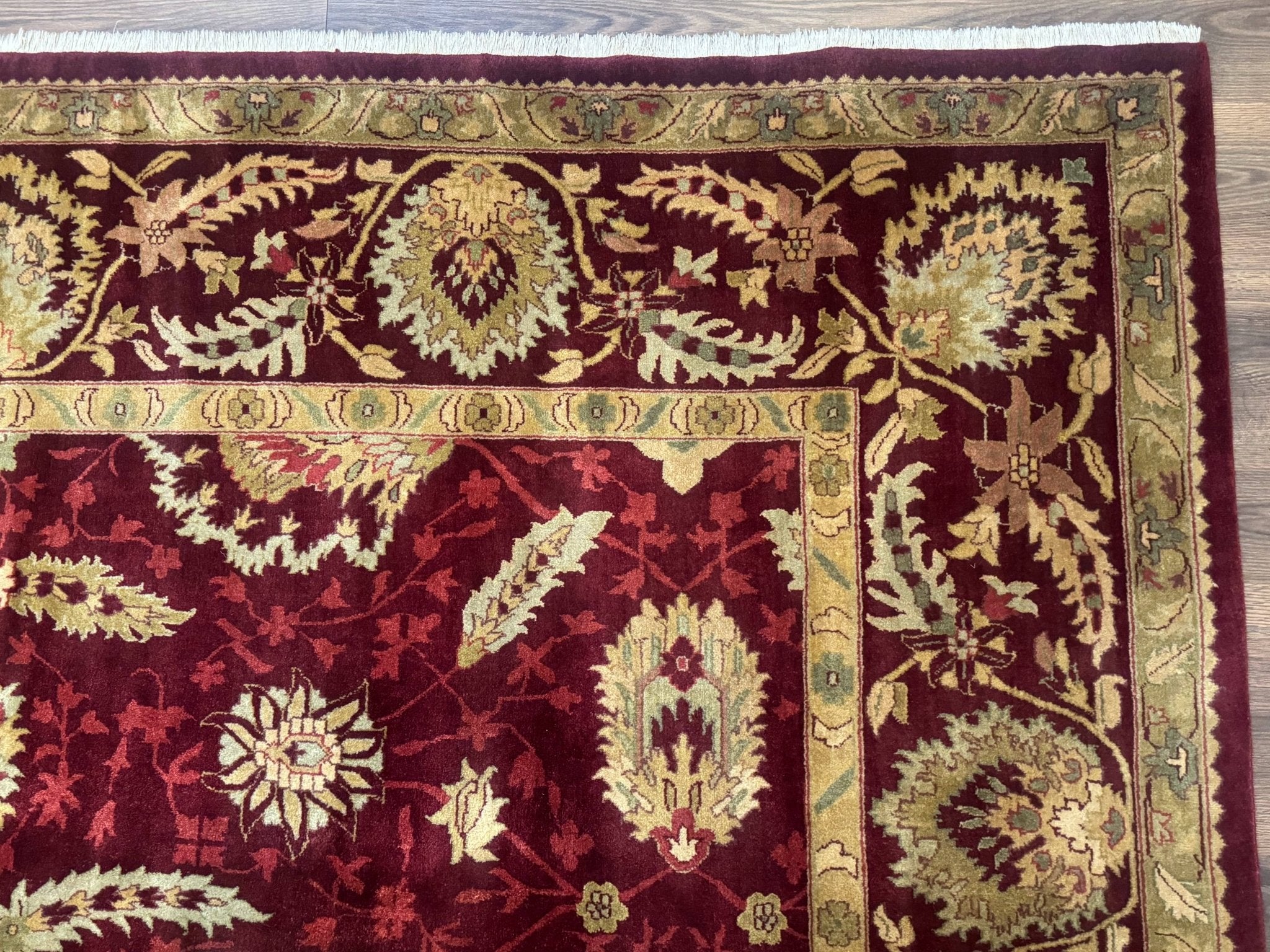 Indo Mahal Rug 9x12, Allover Pattern, Dark Red, Traditional Wool Area Rug - Jewel RugsShopify CollectiveHUNTEDFOX - Indo Mahal Rug 9x12, Allover Pattern, Dark Red, Traditional Wool Area Rug