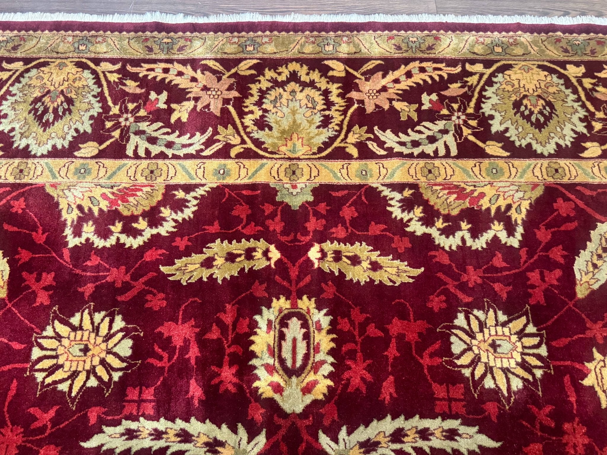 Indo Mahal Rug 9x12, Allover Pattern, Dark Red, Traditional Wool Area Rug - Jewel RugsShopify CollectiveHUNTEDFOX - Indo Mahal Rug 9x12, Allover Pattern, Dark Red, Traditional Wool Area Rug