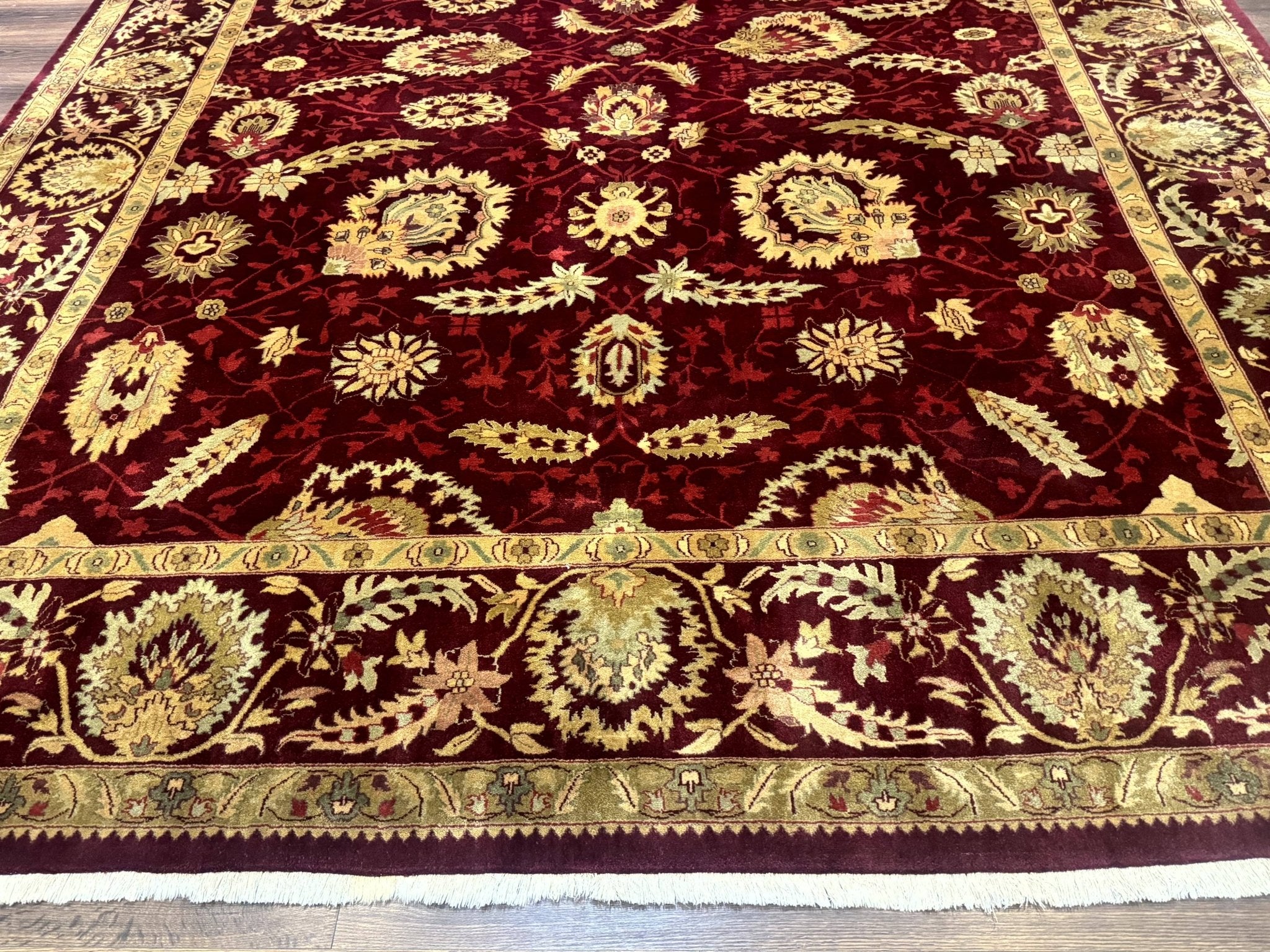 Indo Mahal Rug 9x12, Allover Pattern, Dark Red, Traditional Wool Area Rug - Jewel RugsShopify CollectiveHUNTEDFOX - Indo Mahal Rug 9x12, Allover Pattern, Dark Red, Traditional Wool Area Rug