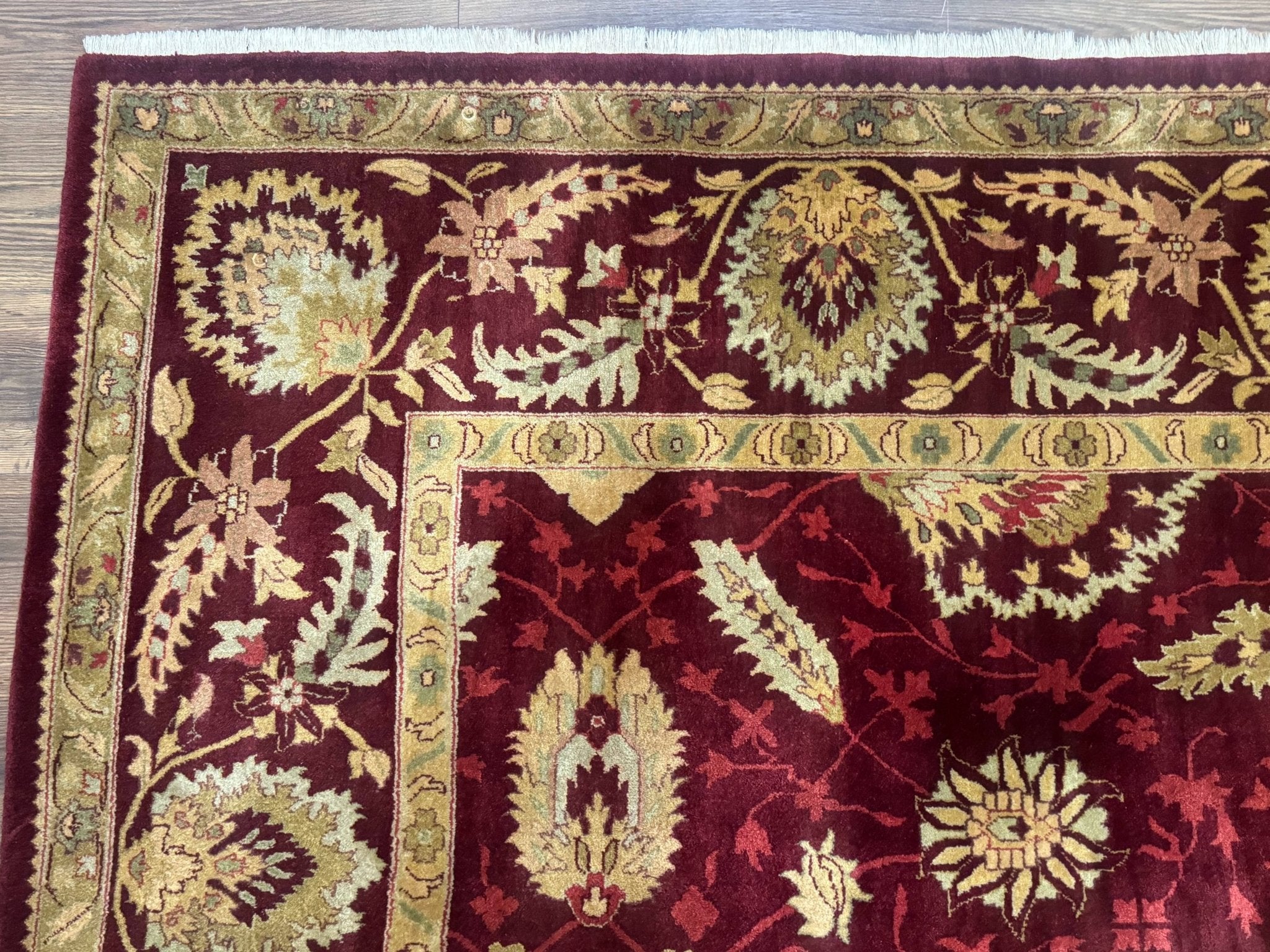 Indo Mahal Rug 9x12, Allover Pattern, Dark Red, Traditional Wool Area Rug - Jewel RugsShopify CollectiveHUNTEDFOX - Indo Mahal Rug 9x12, Allover Pattern, Dark Red, Traditional Wool Area Rug