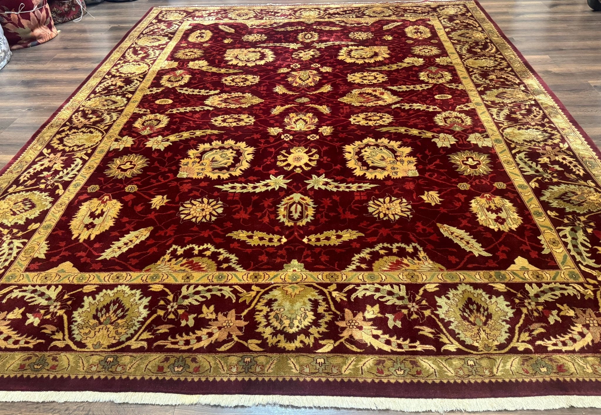 Indo Mahal Rug 9x12, Allover Pattern, Dark Red, Traditional Wool Area Rug - Jewel RugsShopify CollectiveHUNTEDFOX - Indo Mahal Rug 9x12, Allover Pattern, Dark Red, Traditional Wool Area Rug