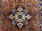 Indo Persian Heriz Rug 4x6, Rust Red Navy Blue and Cream - Jewel RugsShopify CollectiveHUNTEDFOX - Indo Persian Heriz Rug 4x6, Rust Red Navy Blue and Cream