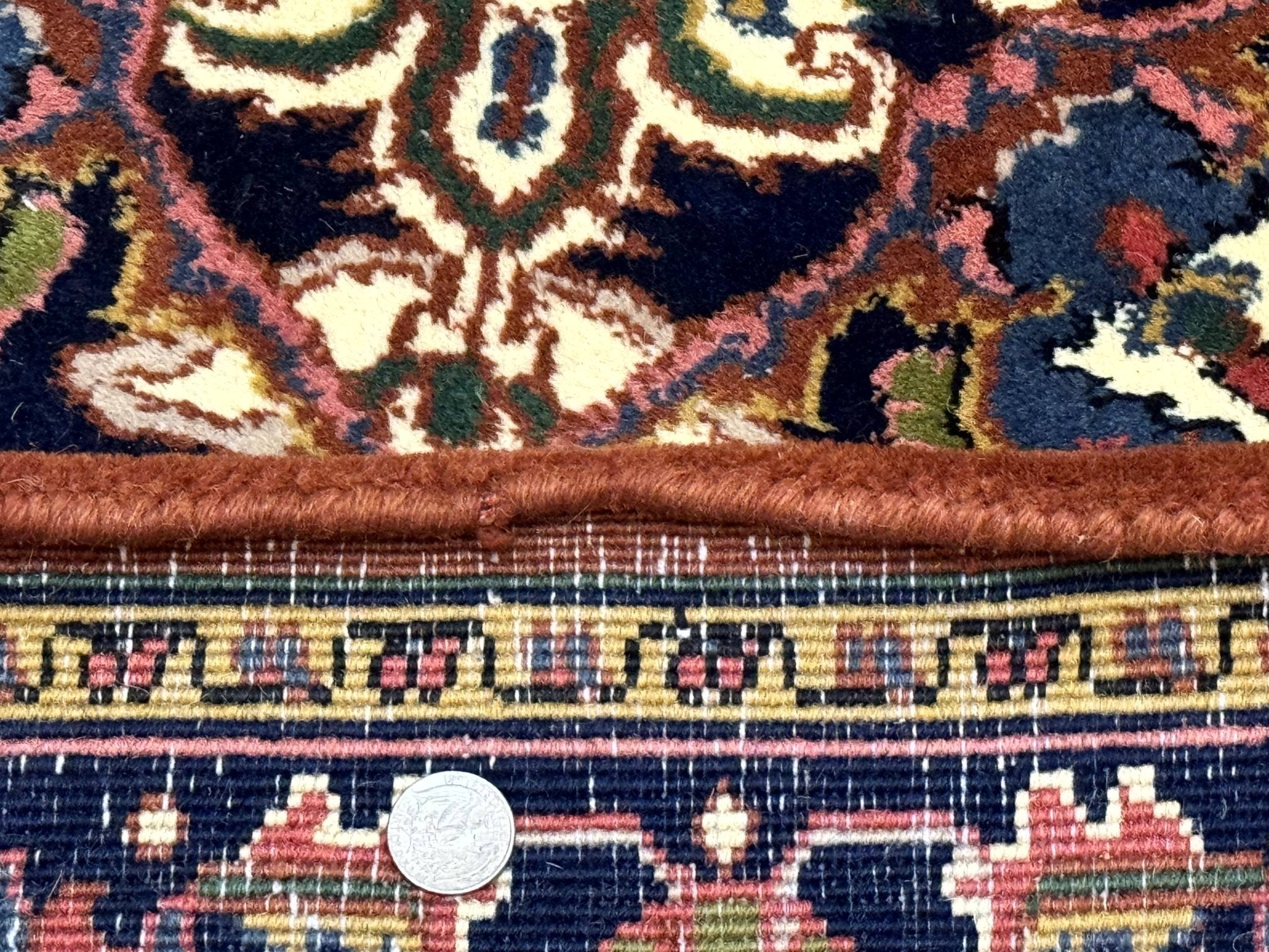 Indo Persian Heriz Rug 4x6, Rust Red Navy Blue and Cream - Jewel RugsShopify CollectiveHUNTEDFOX - Indo Persian Heriz Rug 4x6, Rust Red Navy Blue and Cream