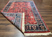 Indo Persian Heriz Serapi Rug 6x8, Rust Red and Navy Blue, Allover Pattern - Jewel RugsShopify CollectiveHUNTEDFOX - Indo Persian Heriz Serapi Rug 6x8, Rust Red and Navy Blue, Allover Pattern