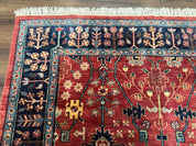 Indo Persian Heriz Serapi Rug 6x8, Rust Red and Navy Blue, Allover Pattern - Jewel RugsShopify CollectiveHUNTEDFOX - Indo Persian Heriz Serapi Rug 6x8, Rust Red and Navy Blue, Allover Pattern