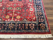 Indo Persian Heriz Serapi Rug 6x8, Rust Red and Navy Blue, Allover Pattern - Jewel RugsShopify CollectiveHUNTEDFOX - Indo Persian Heriz Serapi Rug 6x8, Rust Red and Navy Blue, Allover Pattern