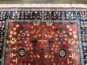 Indo Persian Heriz Serapi Rug 6x8, Rust Red and Navy Blue, Allover Pattern - Jewel RugsShopify CollectiveHUNTEDFOX - Indo Persian Heriz Serapi Rug 6x8, Rust Red and Navy Blue, Allover Pattern