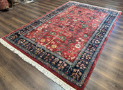 Indo Persian Heriz Serapi Rug 6x8, Rust Red and Navy Blue, Allover Pattern - Jewel RugsShopify CollectiveHUNTEDFOX - Indo Persian Heriz Serapi Rug 6x8, Rust Red and Navy Blue, Allover Pattern