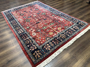 Indo Persian Heriz Serapi Rug 6x8, Rust Red and Navy Blue, Allover Pattern - Jewel RugsShopify CollectiveHUNTEDFOX - Indo Persian Heriz Serapi Rug 6x8, Rust Red and Navy Blue, Allover Pattern