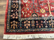 Indo Persian Heriz Serapi Rug 6x8, Rust Red and Navy Blue, Allover Pattern - Jewel RugsShopify CollectiveHUNTEDFOX - Indo Persian Heriz Serapi Rug 6x8, Rust Red and Navy Blue, Allover Pattern