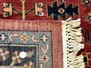 Indo Persian Heriz Serapi Rug 6x8, Rust Red and Navy Blue, Allover Pattern - Jewel RugsShopify CollectiveHUNTEDFOX - Indo Persian Heriz Serapi Rug 6x8, Rust Red and Navy Blue, Allover Pattern