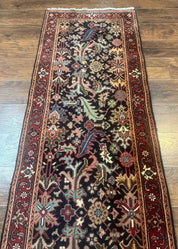 Indo Persian Runner Rug 2.7 x 13, Navy Blue and Red, Allover Floral, Wool, 13ft Runner - Jewel RugsShopify CollectiveHUNTEDFOX - Indo Persian Runner Rug 2.7 x 13, Navy Blue and Red, Allover Floral, Wool, 13ft Runner