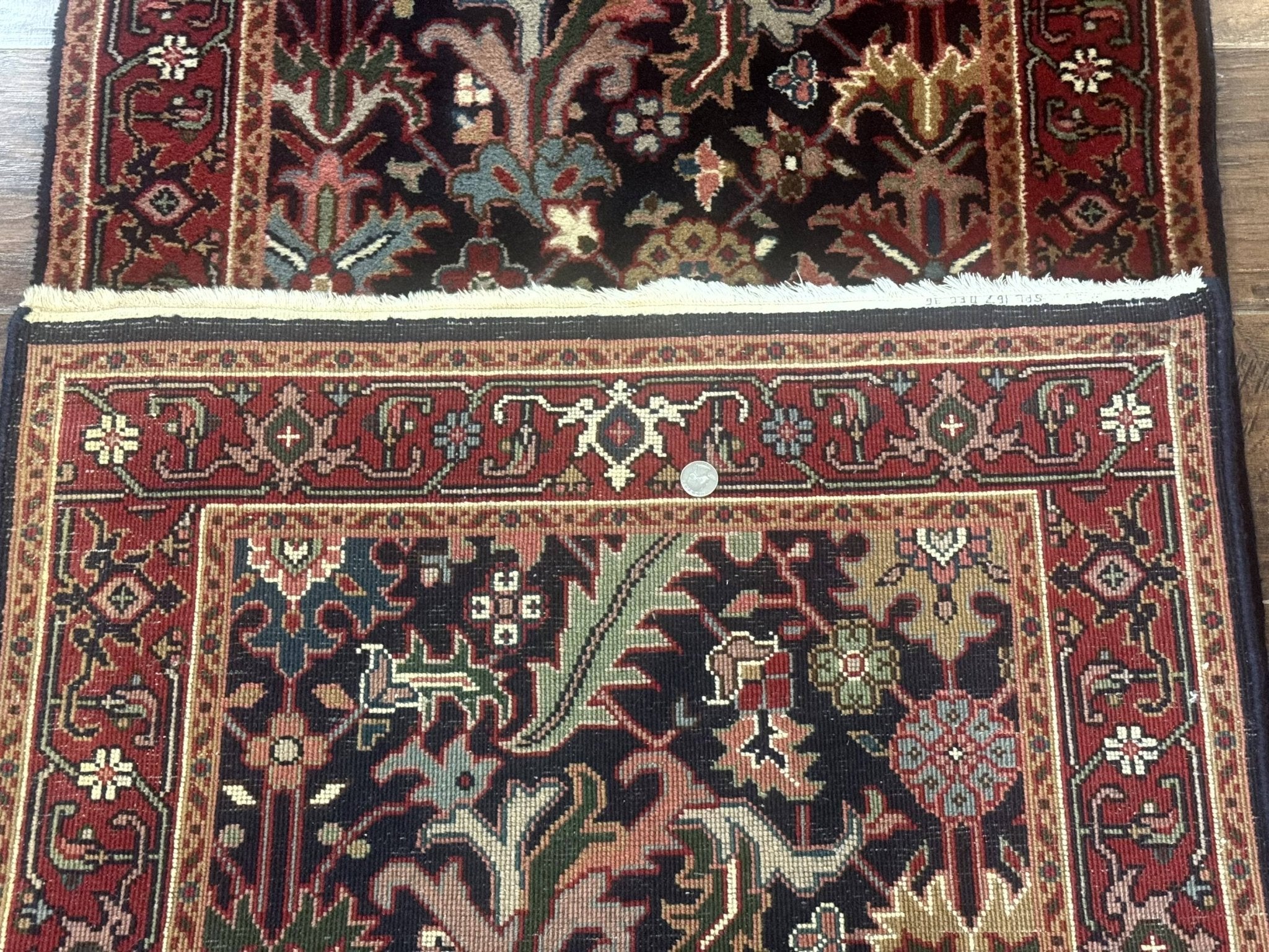 Indo Persian Runner Rug 2.7 x 13, Navy Blue and Red, Allover Floral, Wool, 13ft Runner - Jewel RugsShopify CollectiveHUNTEDFOX - Indo Persian Runner Rug 2.7 x 13, Navy Blue and Red, Allover Floral, Wool, 13ft Runner