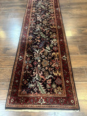 Indo Persian Runner Rug 2.7 x 13, Navy Blue and Red, Allover Floral, Wool, 13ft Runner - Jewel RugsShopify CollectiveHUNTEDFOX - Indo Persian Runner Rug 2.7 x 13, Navy Blue and Red, Allover Floral, Wool, 13ft Runner