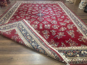 Indo Persian Sarouk Rug 10x14, Large Red and Navy Blue Carpet, Traditional Floral Wool Rug - Jewel RugsShopify CollectiveHUNTEDFOX - Indo Persian Sarouk Rug 10x14, Large Red and Navy Blue Carpet, Traditional Floral Wool Rug