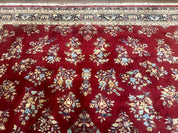 Indo Persian Sarouk Rug 10x14, Large Red and Navy Blue Carpet, Traditional Floral Wool Rug - Jewel RugsShopify CollectiveHUNTEDFOX - Indo Persian Sarouk Rug 10x14, Large Red and Navy Blue Carpet, Traditional Floral Wool Rug