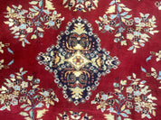 Indo Persian Sarouk Rug 10x14, Large Red and Navy Blue Carpet, Traditional Floral Wool Rug - Jewel RugsShopify CollectiveHUNTEDFOX - Indo Persian Sarouk Rug 10x14, Large Red and Navy Blue Carpet, Traditional Floral Wool Rug