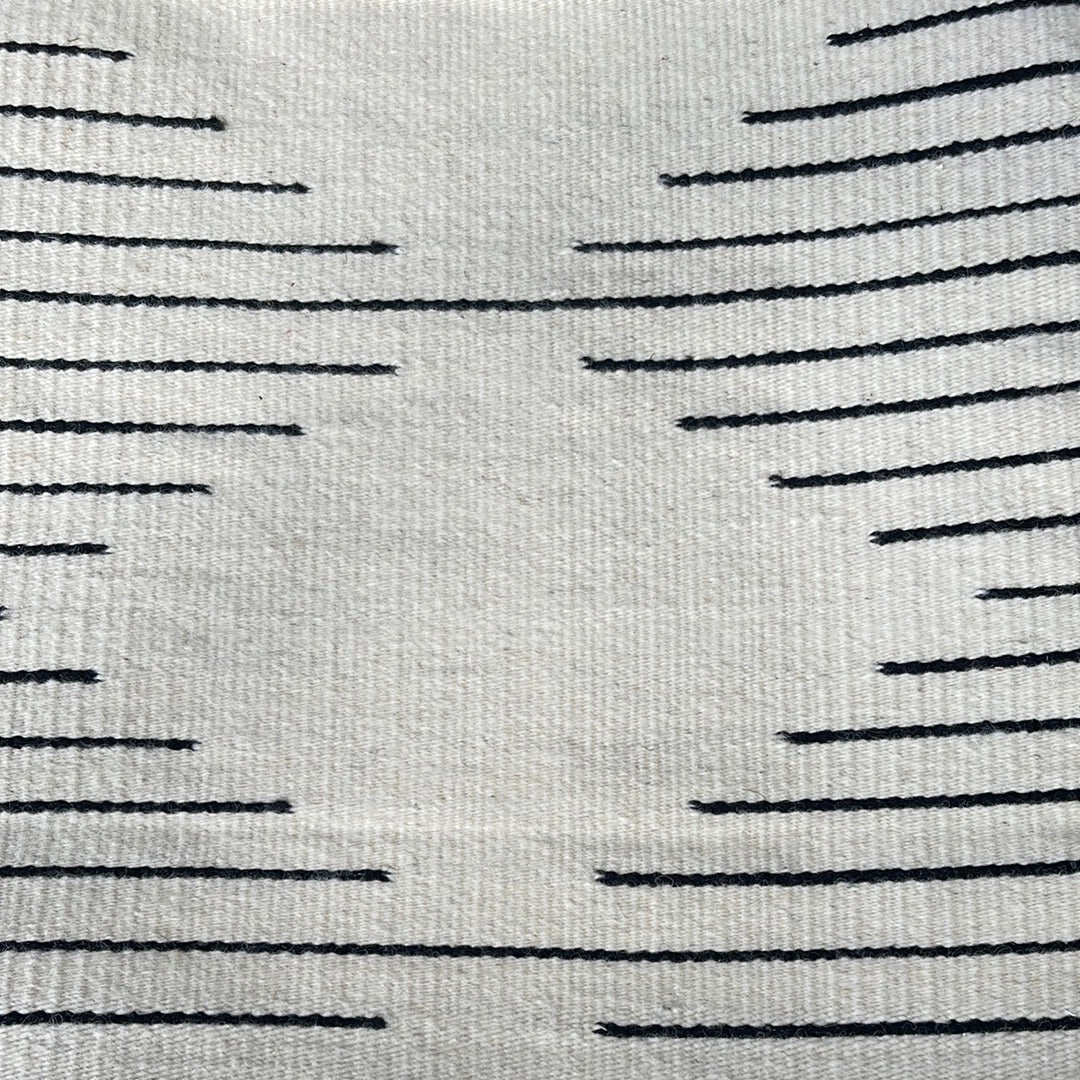 Ivory and Black Modern Striped Abstract Pillow - HUNTEDFOX