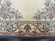 Ivory Needlepoint Rug 8x10, Wool Handmade Carpet - Jewel RugsShopify CollectiveHUNTEDFOX - Ivory Needlepoint Rug 8x10, Wool Handmade Carpet