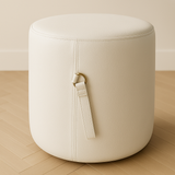 Ottoman | Signature Genuine Leather Round Foot Stool or Pouf With Handle