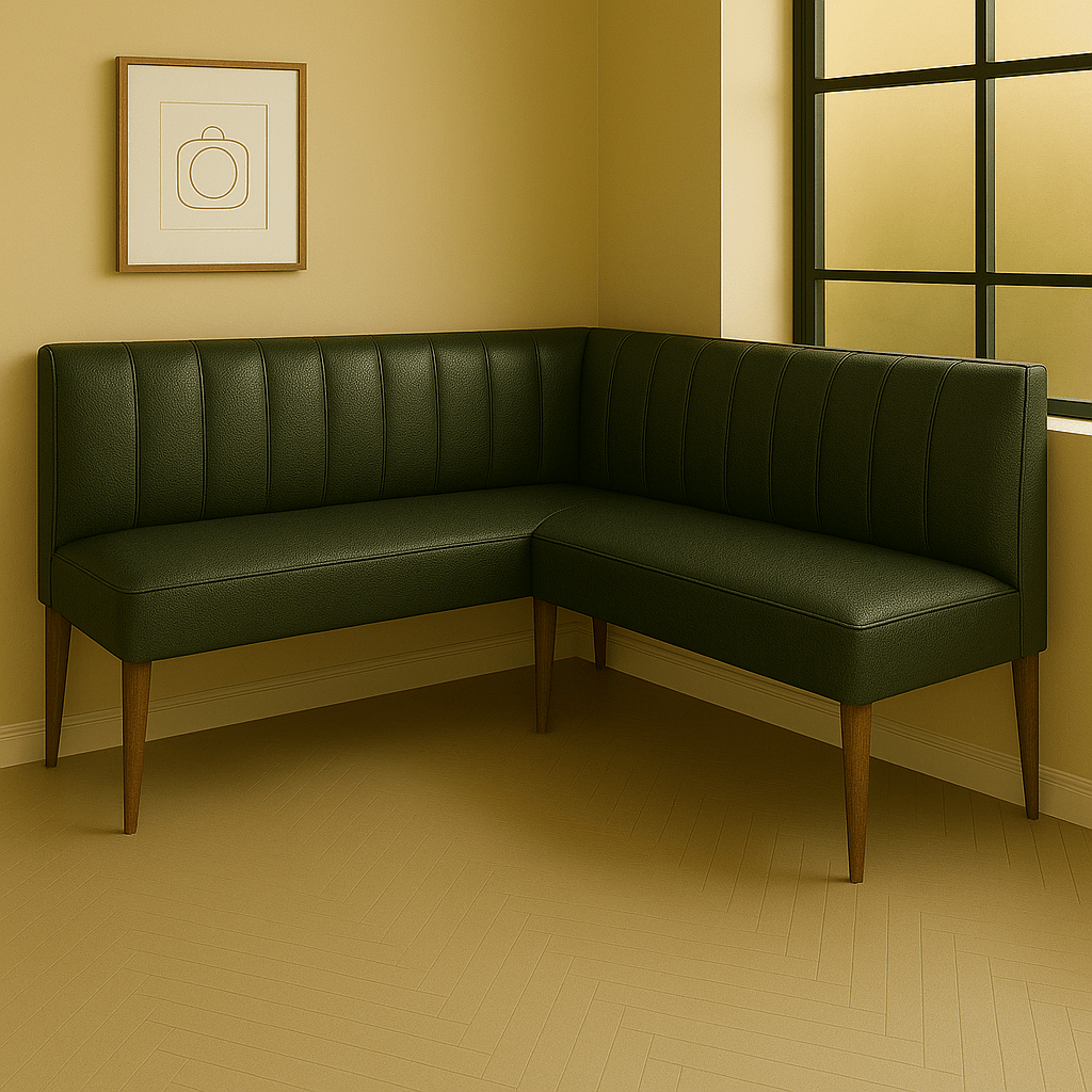 JO| CUSTOM Olive Green Vegan Leather Corner Bench Seat - H|F AtelierShopify CollectiveHUNTEDFOX - JO| CUSTOM Olive Green Vegan Leather Corner Bench Seat