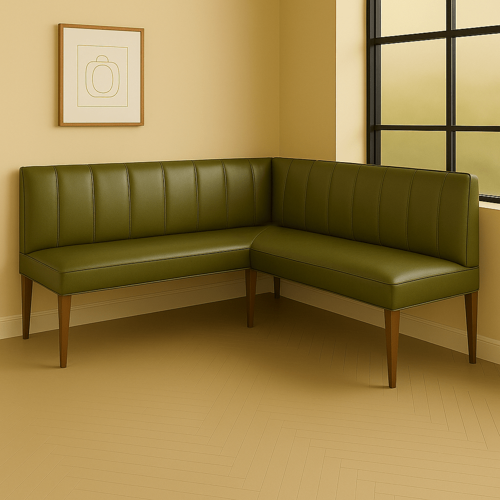 JO| CUSTOM Olive Green Vegan Leather Corner Bench Seat - H|F AtelierShopify CollectiveHUNTEDFOX - JO| CUSTOM Olive Green Vegan Leather Corner Bench Seat