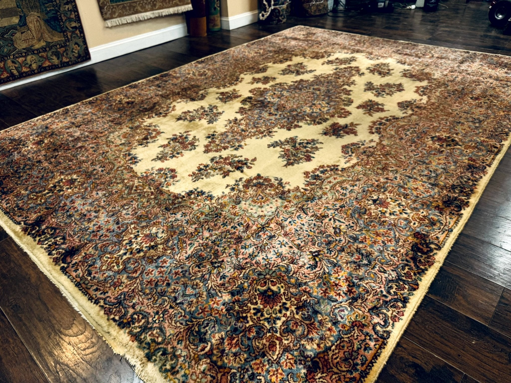 Karastan Kirman Rug 781, Antique Karastan Oriental Carpet 8.8 x 12, Wool Area Rug, Original Collection 700 Series, Rare Discontinued - Jewel RugsShopify CollectiveHUNTEDFOX - Karastan Kirman Rug 781, Antique Karastan Oriental Carpet 8.8 x 12, Wool Area Rug, Original Collection 700 Series, Rare Discontinued
