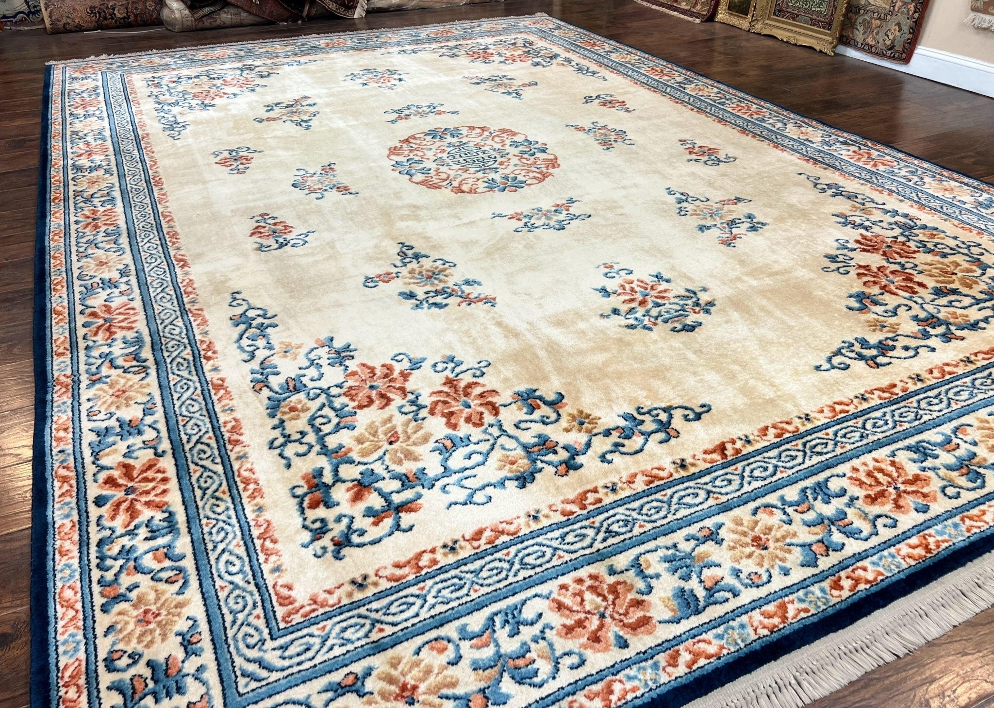 Karastan Rug 10x14 Chinese 718, Vintage Original 700 Series Wool Pile Karastan Carpet, Asian Oriental Rug, Rare - Jewel RugsShopify CollectiveHUNTEDFOX - Karastan Rug 10x14 Chinese 718, Vintage Original 700 Series Wool Pile Karastan Carpet, Asian Oriental Rug, Rare