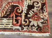 Khotan Rug 5x9, Terracotta and Brown, Floral, Chinese Wool Carpet, Antique Rug - Jewel RugsShopify CollectiveHUNTEDFOX - Khotan Rug 5x9, Terracotta and Brown, Floral, Chinese Wool Carpet, Antique Rug